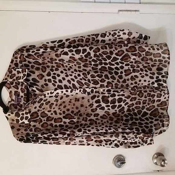 Roaman's Blouse Leopard Sheer Plus Size 14W - Picture 1 of 4